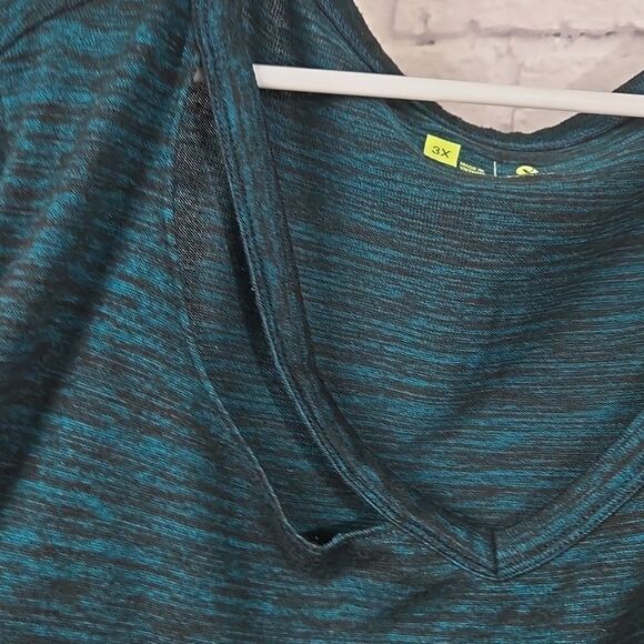 Xersion Plus 3X Womens Sweater Long Sleeve Stretch Cutout V Neck Teal Green Top - Picture 3 of 9